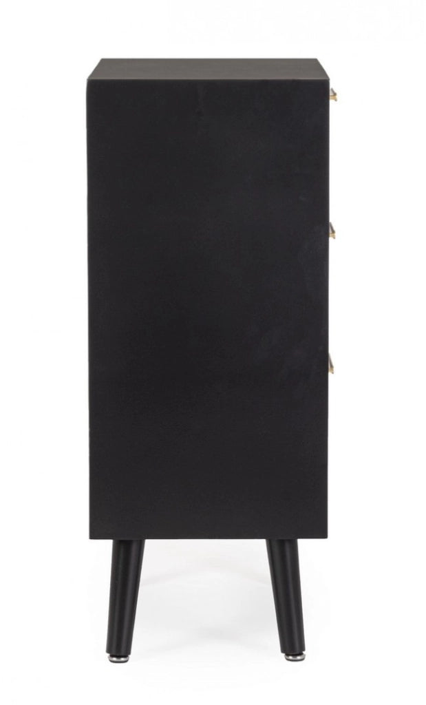Cassettiera Legno Nero Stile Boho da Interno - JOSIE