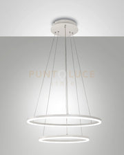 GIOTTO SOSPENSIONE 2 LUCI BIANCA D.60+D.40CM A LED 3000K - 52W - 5320 lm DIMMERABILE SMART C/ACC.