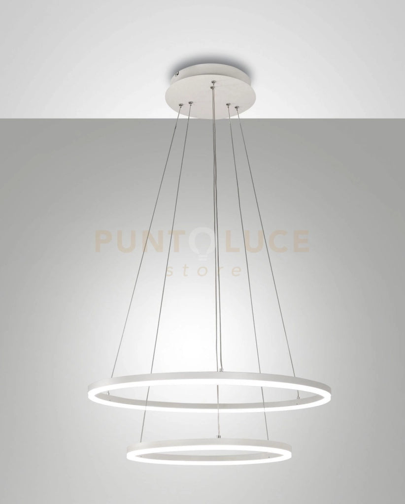 GIOTTO SOSPENSIONE 2 LUCI BIANCA D.60+D.40CM A LED 3000K - 52W - 5320 lm DIMMERABILE SMART C/ACC.
