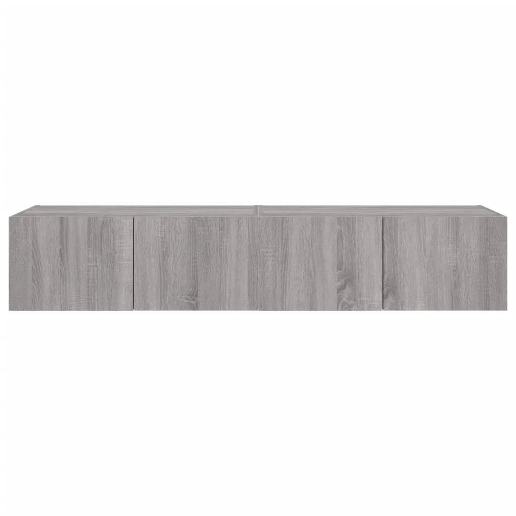 Mobile TV multimediale da parete mensola TV credenza mobile TV sala da pranzo soggiorno camera da letto e luci LED 2 pezzi Sonoma 80 x 35 x 31 cm grigio 02_0029156