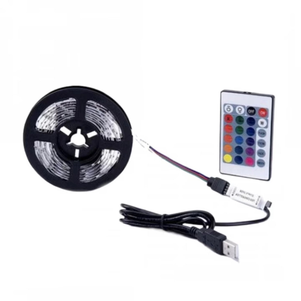 Trade Shop - Striscia Luminosa Led Rgb Smd5050 Impermeabile Ip67 Usb 5v Dc Con Telecomando 5mt Q-dt50 -