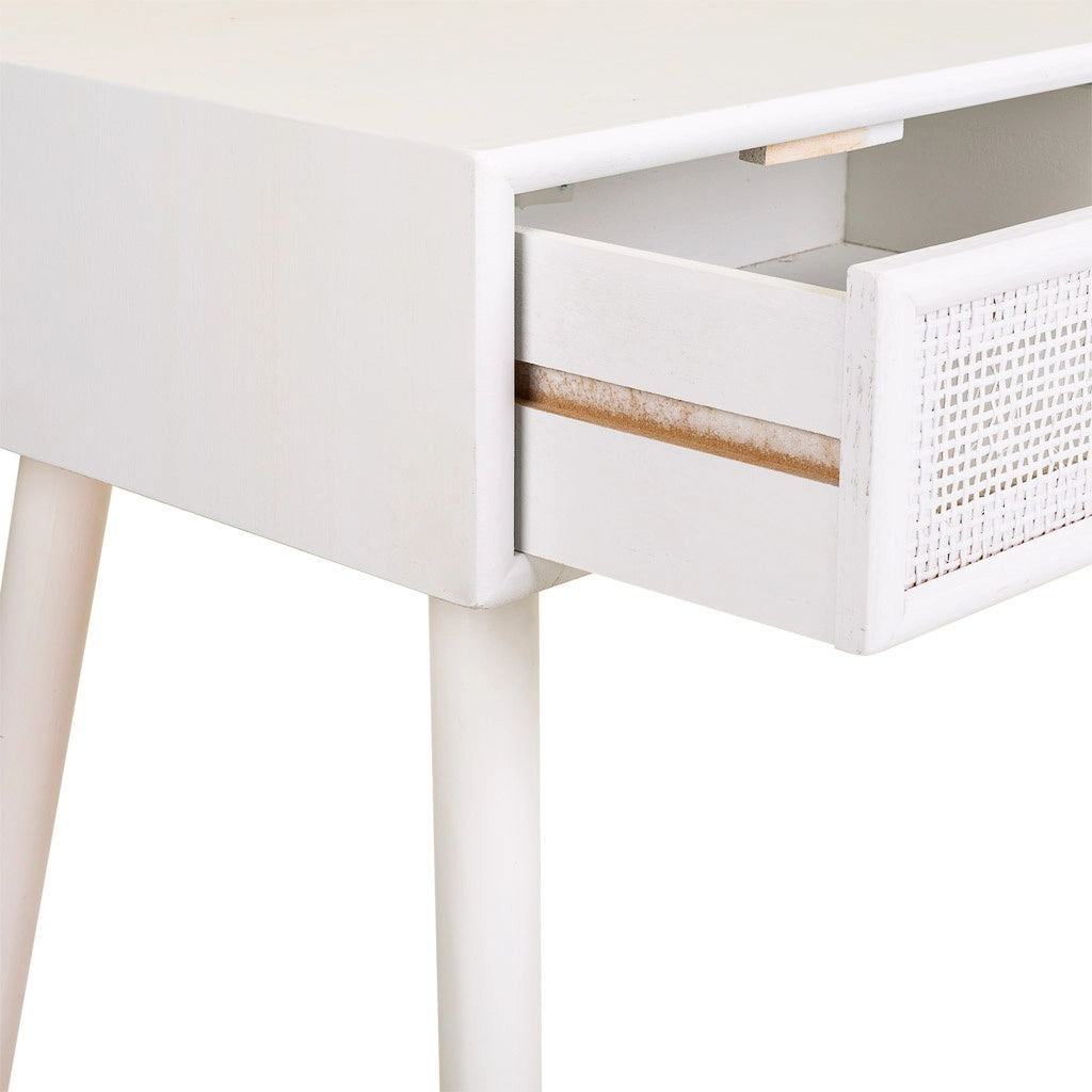 Mobile da ingresso in legno e griglia bianca 120x42x79h