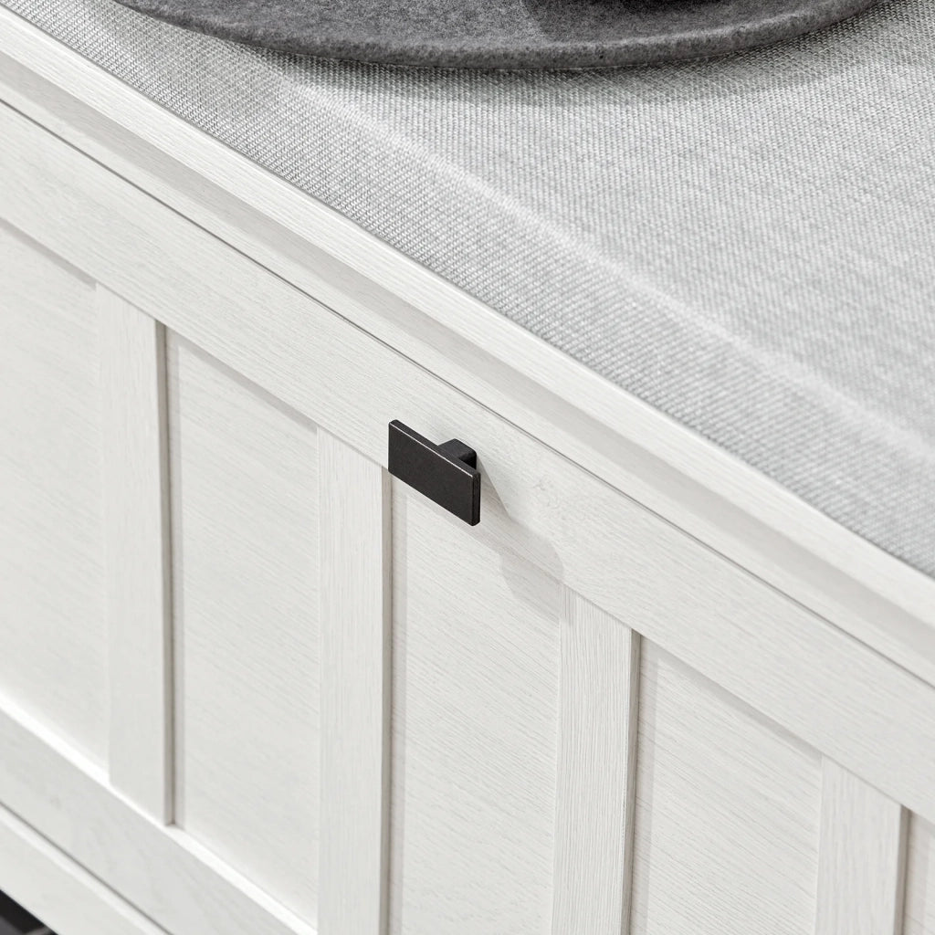 Scarpiera Con 1 Anta E 2 Ripiani Scarpiera Con Vano Portaoggetti Panca Ingresso Portascarpe Con Cuscino Bianco 80x29x50cm FSR161-W