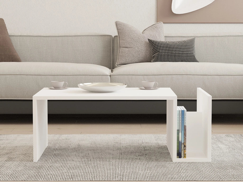 Rometta, Tavolino da Salotto un Vano, 87x50x32h cm Bianco