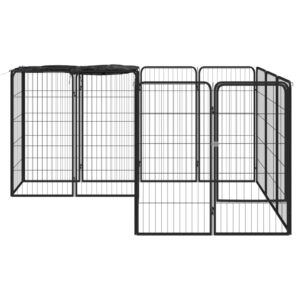 Recinto per cani 14 pannelli 50 x 100 cm acciaio verniciato a polvere nero 02_0043607