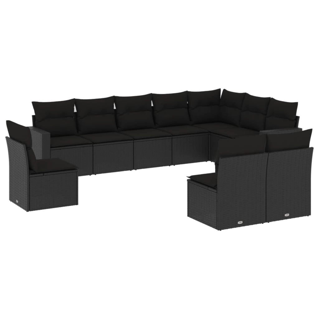 Set Divani da Giardino 10pz con Cuscini in Polyrattan Nerocod mxl 111190
