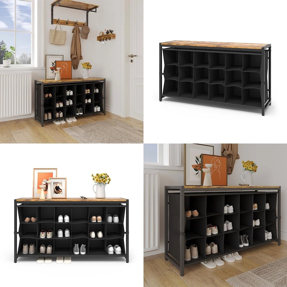 Scarpiera Fyrk, Rovere rustico, 100 x 54.5 cm, per la conservazione aperta di scarpe e accessori
