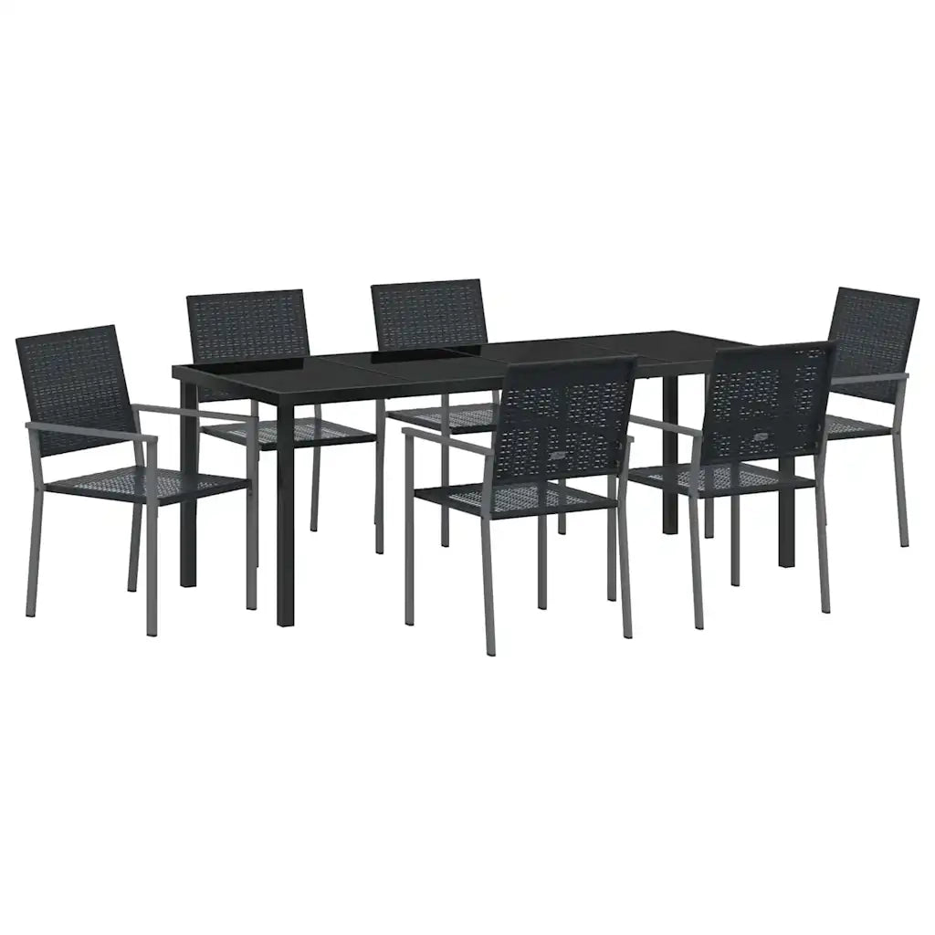 Set da Pranzo per Giardino 7 pcs Nero Rattan in PE 3379084