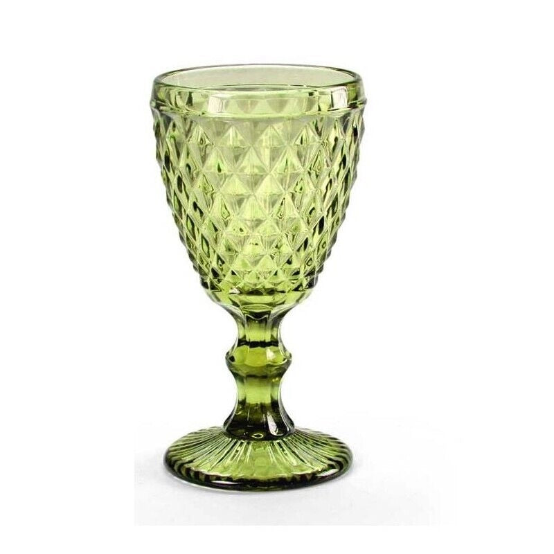 CALICE DIAMANTE REALIZZATO IN VETRO PER VINO DA 210 CC COLORE VERDE