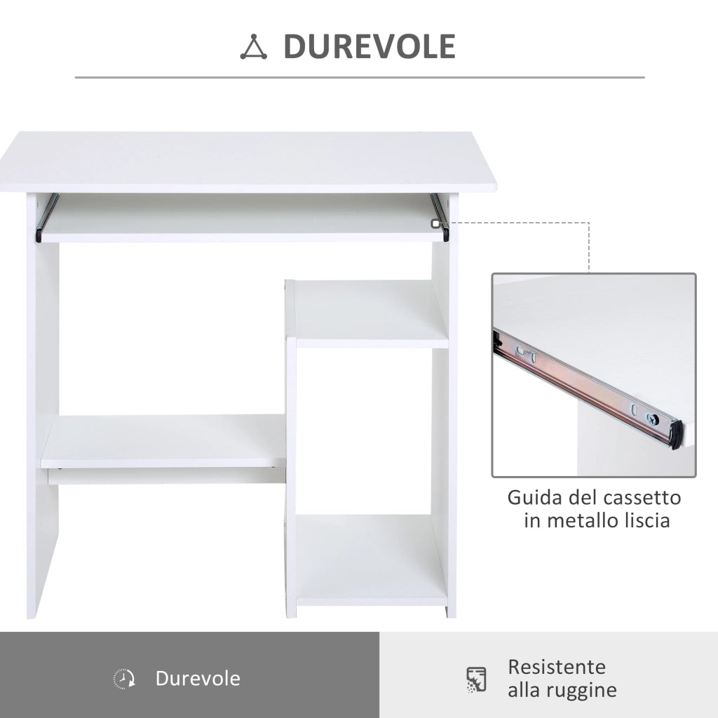 Scrivania per Computer con Ripiano CPU e Tastiera ¨C zephmum ¨C 80x45x75 cm Bianco
