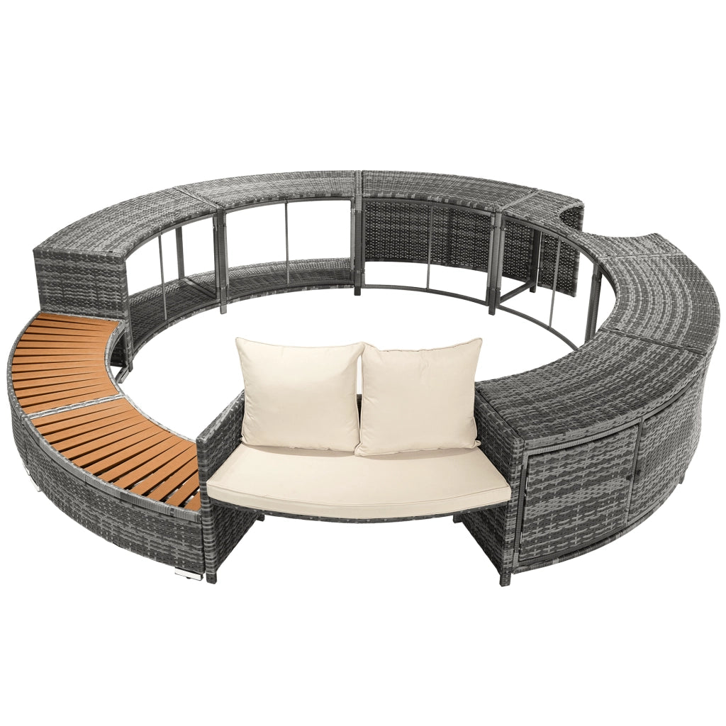 Set Lounge da Giardino con Divano Angolare e Cuscini ¨C Xylo ¨C Polyrattan, per Terrazza e Piscina