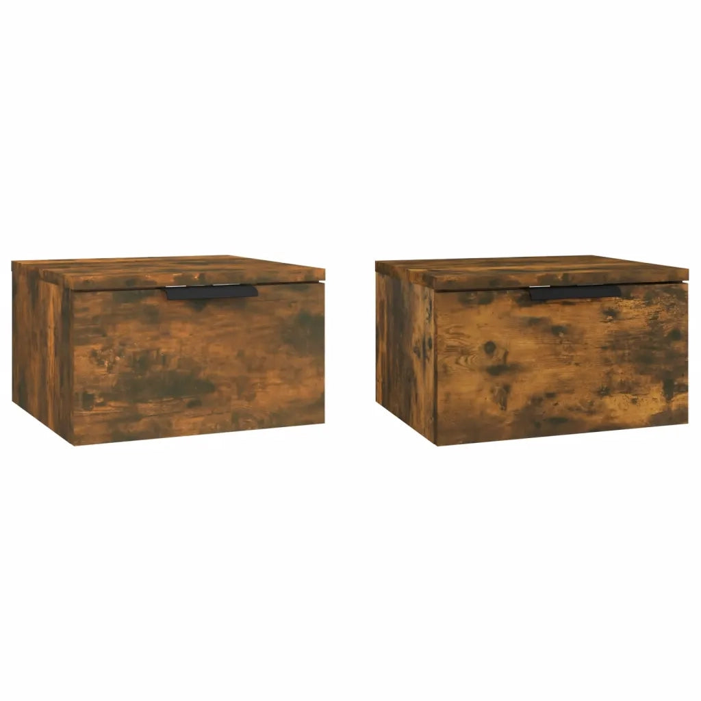 Comodini a Muro 2 pz Rovere Fumo 34x30x20 cm 817088