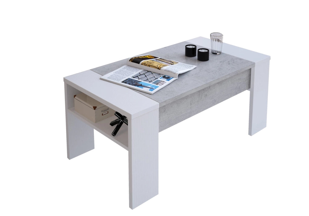 Corallo, Tavolino da Salotto un Vano, 98x50x43h cm Bianco