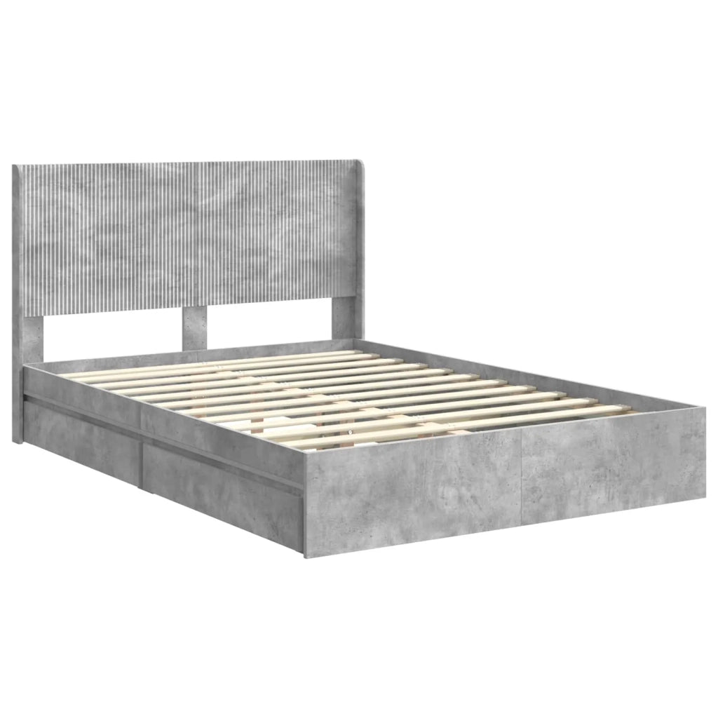 Struttura del letto con stoccaggio e testata-Giroletto con contenitore Grigio Cemento 732342