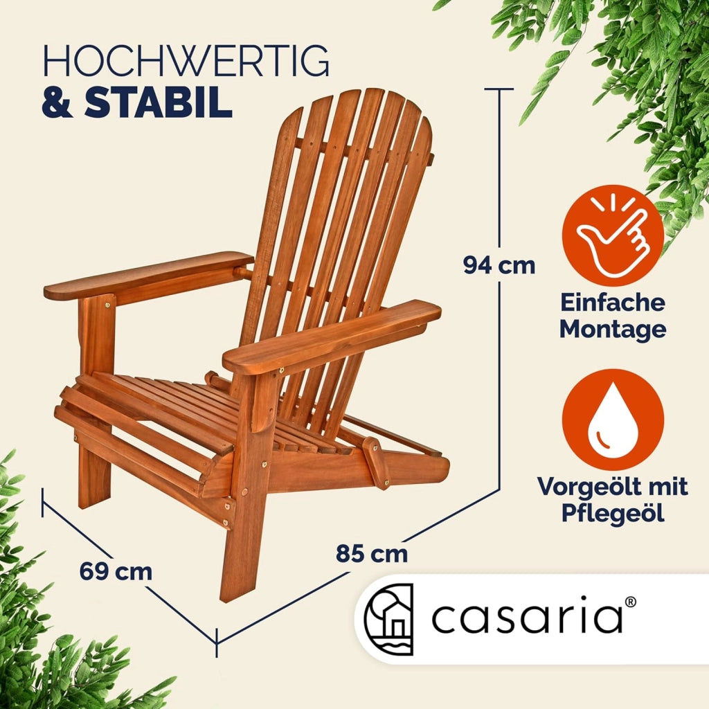 2x Sedia Prendisole Relax Set Pieghevole Adirondack da Giardino Sdraio Mare Legno di Acacia