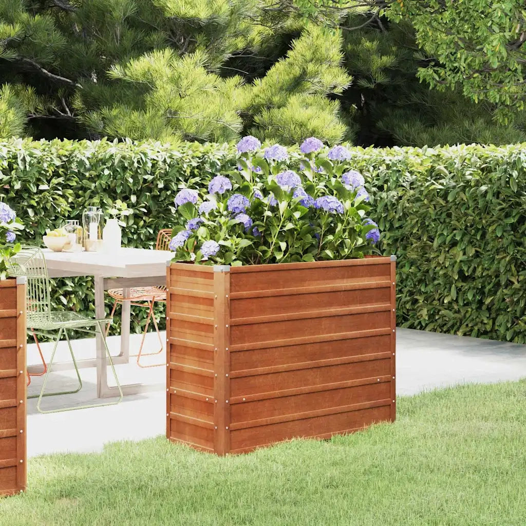 Letto Rialzato da Giardino Ruggine 100x40x77 cm Acciaio Corten 151951
