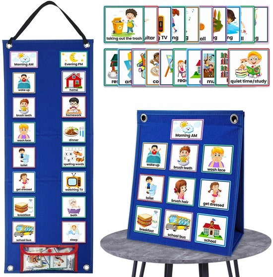 Calendario visivo per bambini con 70 carte orario quotidiano a 2 in 1 schema temporale visivo 675 x 24 cm