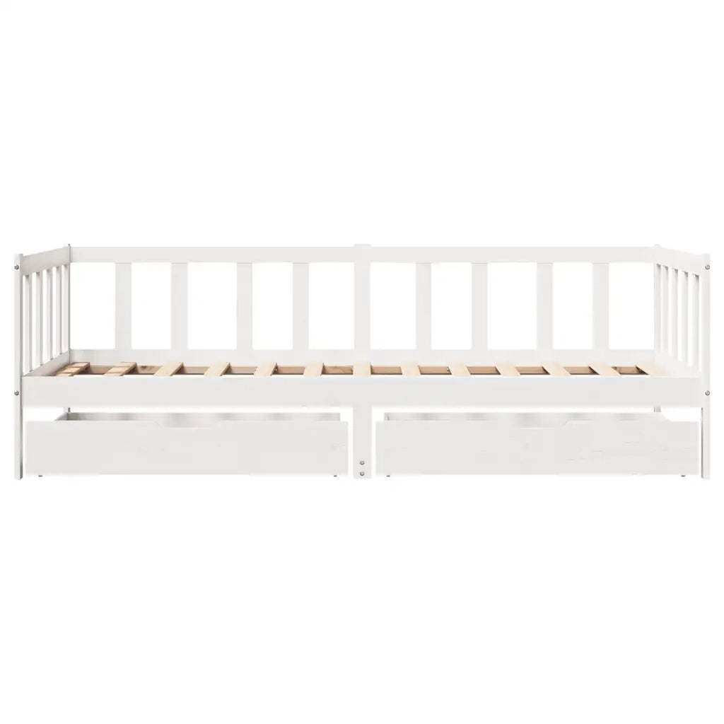 Letto singolo | Letto per adulti | Dormeuse con Cassetti Bianco 90x190 cm Legno Massello di Pino