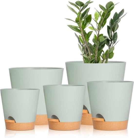 Piantine da Giardino 17.7/16.6/15.24/14/12.7 cm con Sistema di Irrigazione Automatica e Drainingo Piantine in Plastica per Tutti gli Indoor, Fiori di Violetta e Cactus