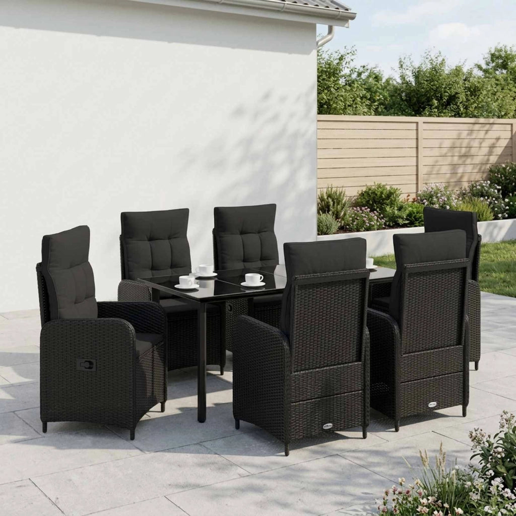 Set da Pranzo per Giardino 7 pz Nero 3422485