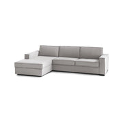 Divano fisso Sodalite, Divano ad angolo, Made in Italy, SofÒ  Soggiorno con, penisola contenitore Sinistra, con Braccioli slim, cm 260x95h90, Grigio