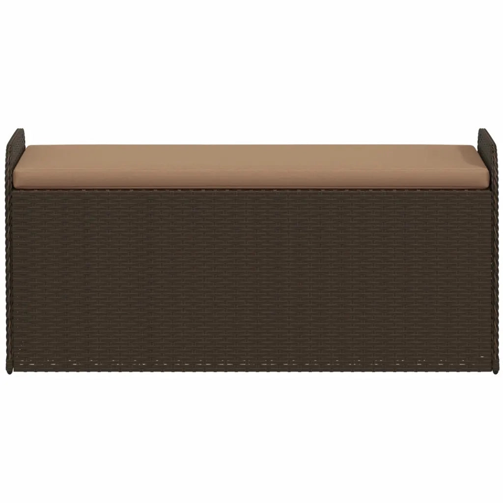 Cassapanca con Cuscino Marrone 115x51x52 cm in Polyrattan
