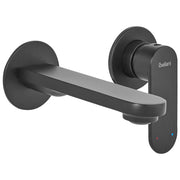 Miscelatore monocomando a parete per lavabo in ottone nero stile elegante