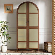 Armadio con ante curve in rattan noce 80x50x179 cm