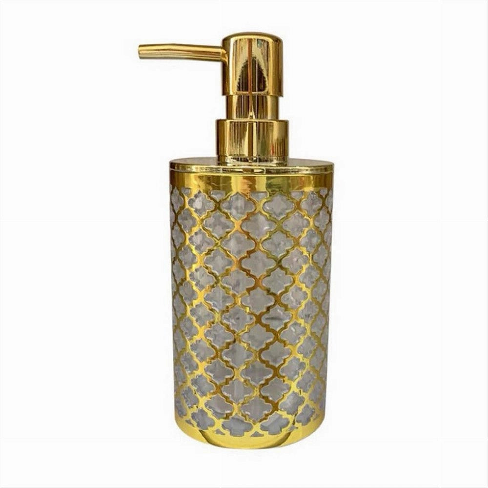 Trade Shop - Dispenser Per Sapone Liquido Accessorio Bagno Oro Stile Barocco Dosatore 59103 -