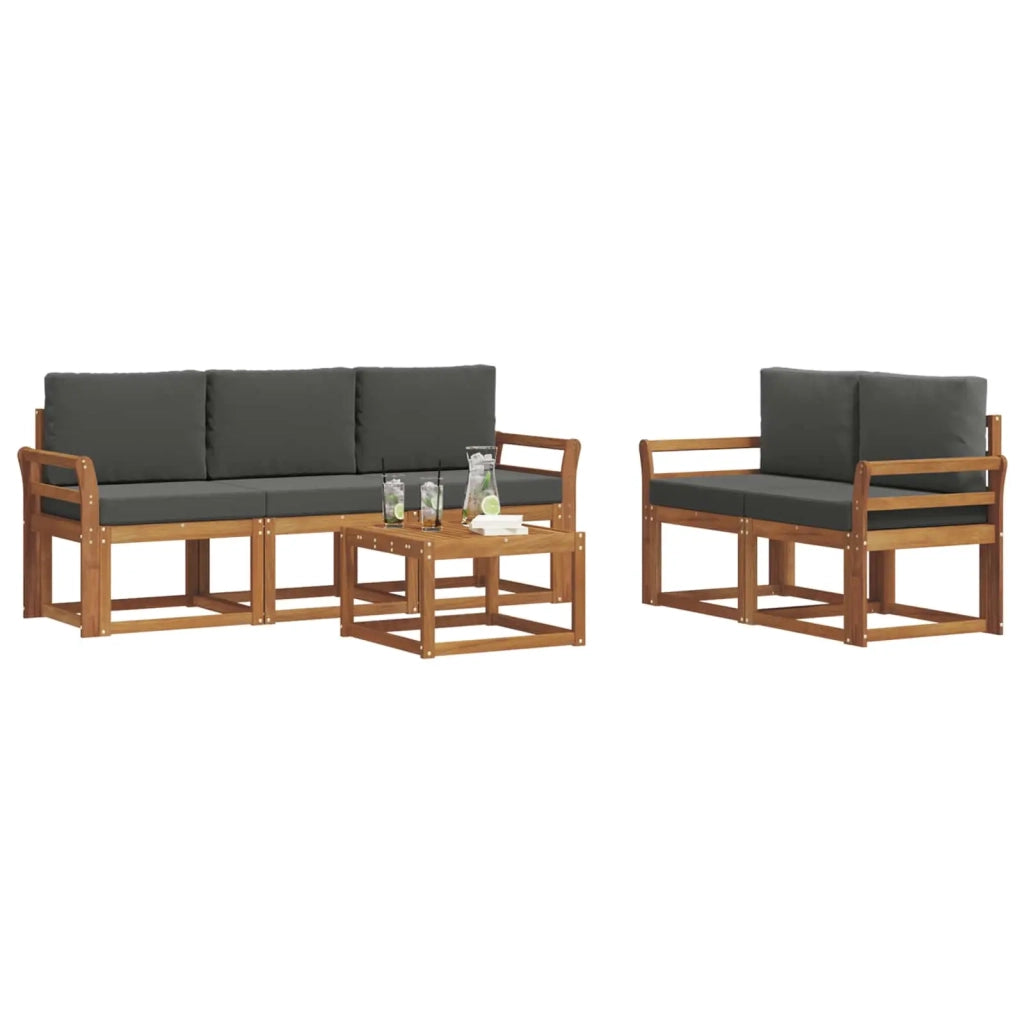 Set di divani da esterno con cuscino 6 pcs Naturale e Antracite 3366010