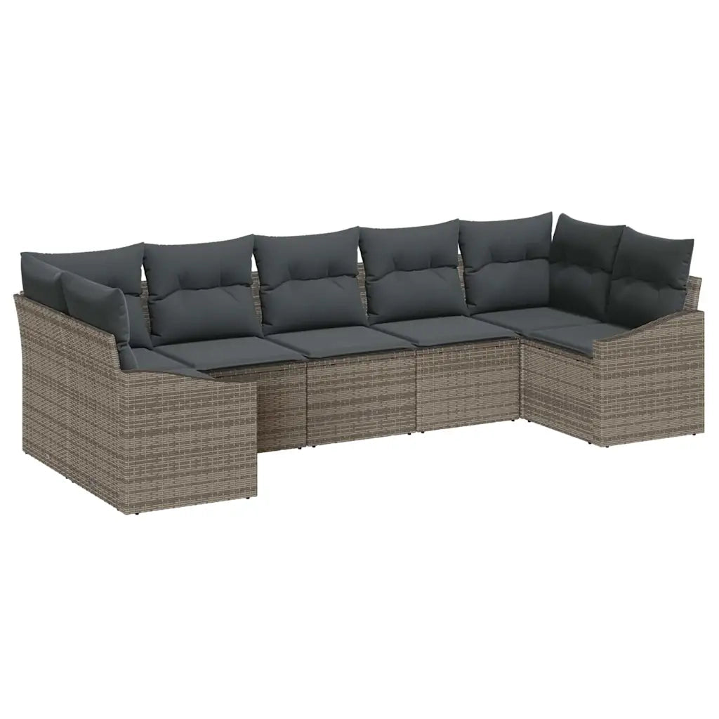 Set di divani con cuscino 7 pcs Grigio polyrattan 3346869