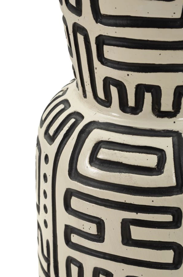 Vaso Resina Nairobi Ø16x86 cm in Resina Bianco e Nero