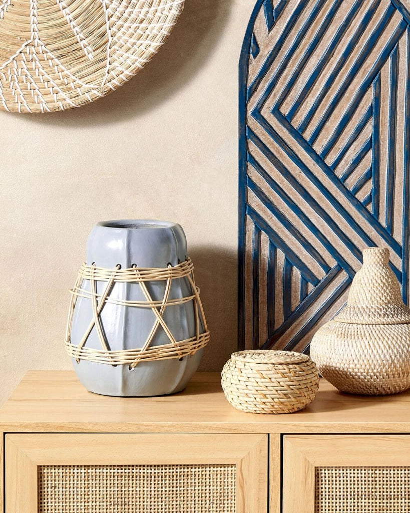 Vaso decorativo in terracotta bianca Stile naturale per fiori secchi
