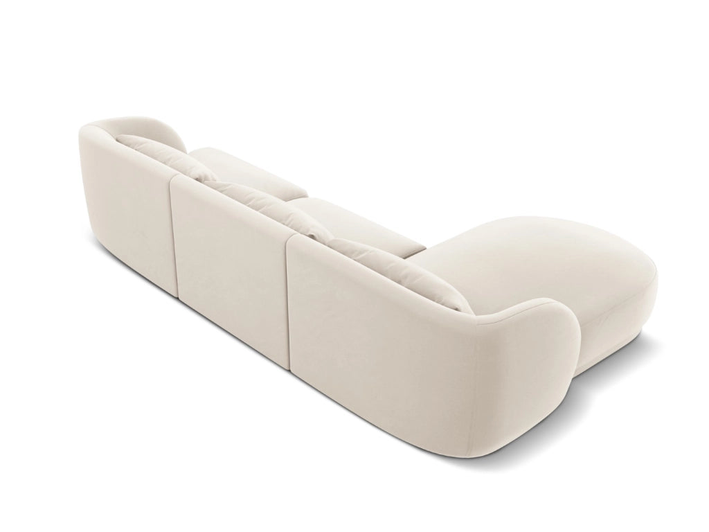 Cosmopolitan Design - Divano angolare sinistro "Tulum" 4 posti in velluto beige chiaro 
