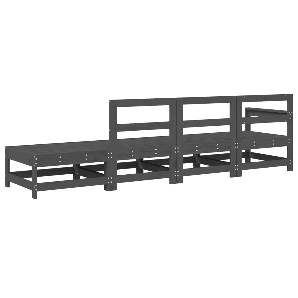 Salotto da Giardino-Set Salotto da Giardino 4 pz Grigio in Legno Massello di Pino