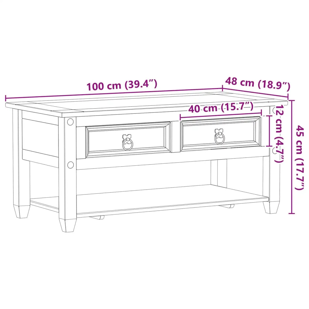 Tavolino da salotto con cassetto Bianco 100 x 48 x 45 cm