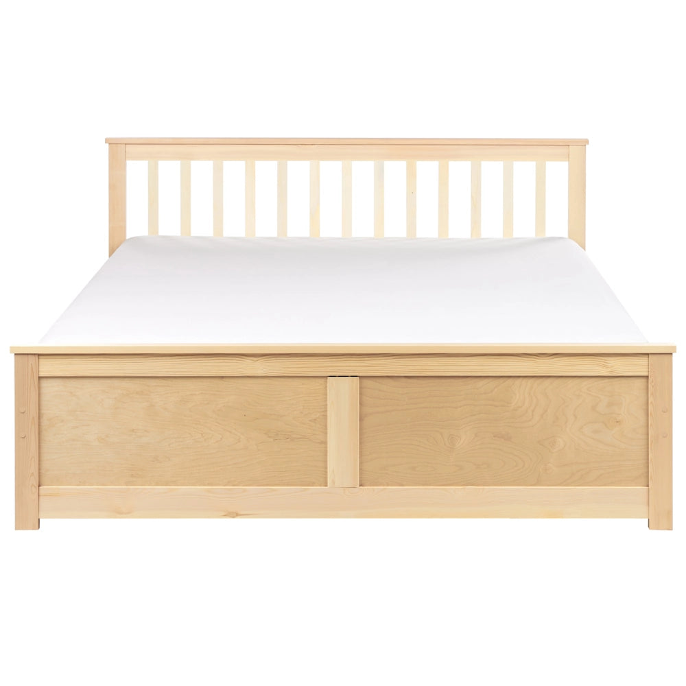 Letto matrimoniale in legno di Pino chiaro con Rete a Doghe 160 x 200 cm stile minimalista