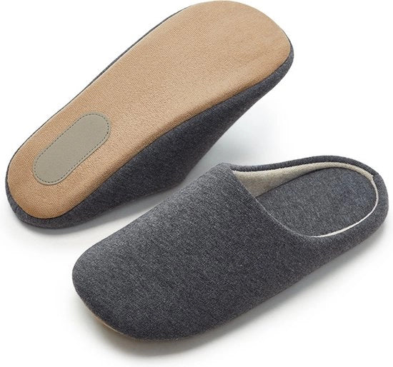 Pantofole in Paire - Pantofole Antiscivolo - Pantofole Respiranti in Cotone e Lino - Pantofole da Interno per la Casa - Adatte per Uso Casa e Hotel - Grigie (M, altezza 24-25cm)