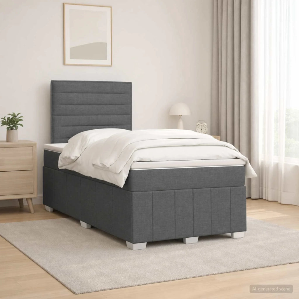 Letto Box Spring LED con Materasso Grigio Scuro 120 x 190 cm 3455550