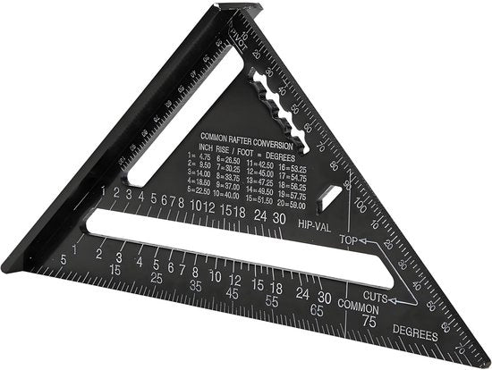 Misuratore angolare a tre lati in lega di alluminio - 7 pollici - precisione di marcatura - per lavorazione del legno - nero - peso ridotto 232 g - misuratore angolare