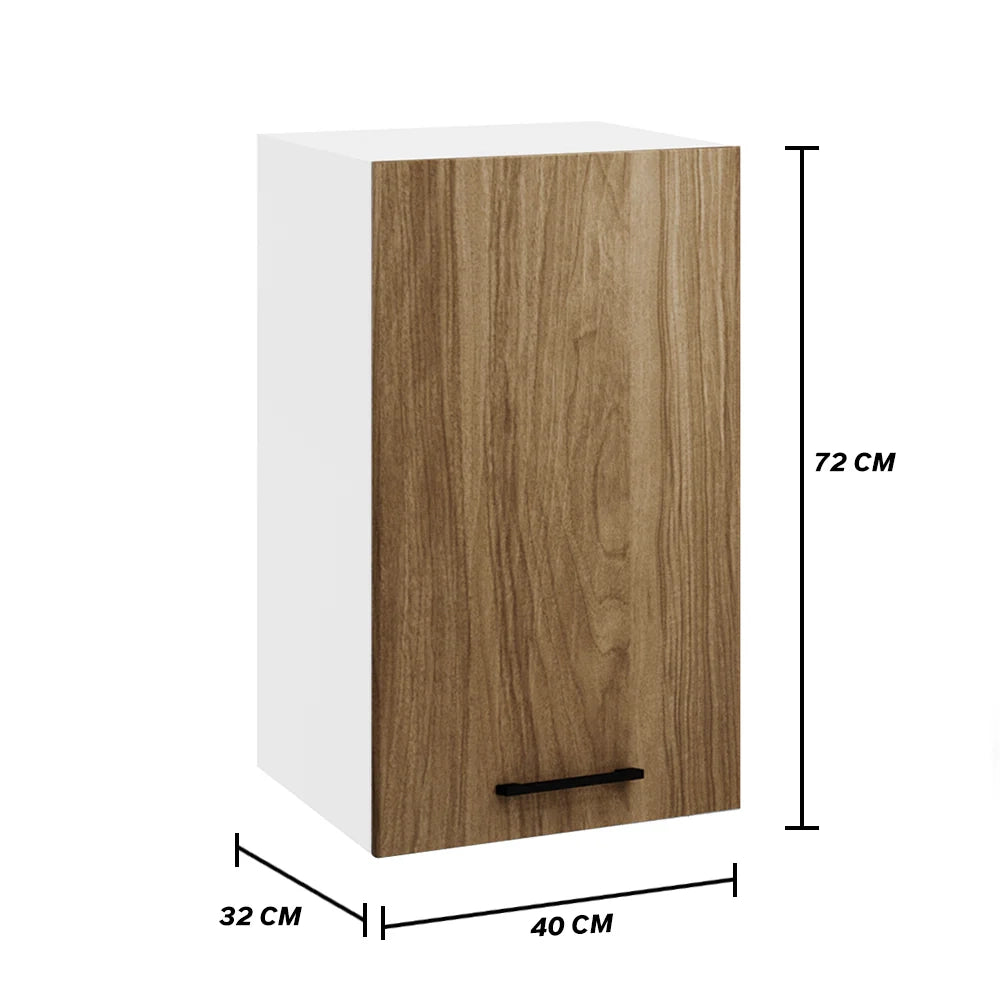 Pensile per cucina componibile da 40 cm con un’anta, realizzata in legno 100% MADE IN ITALY colore Noce