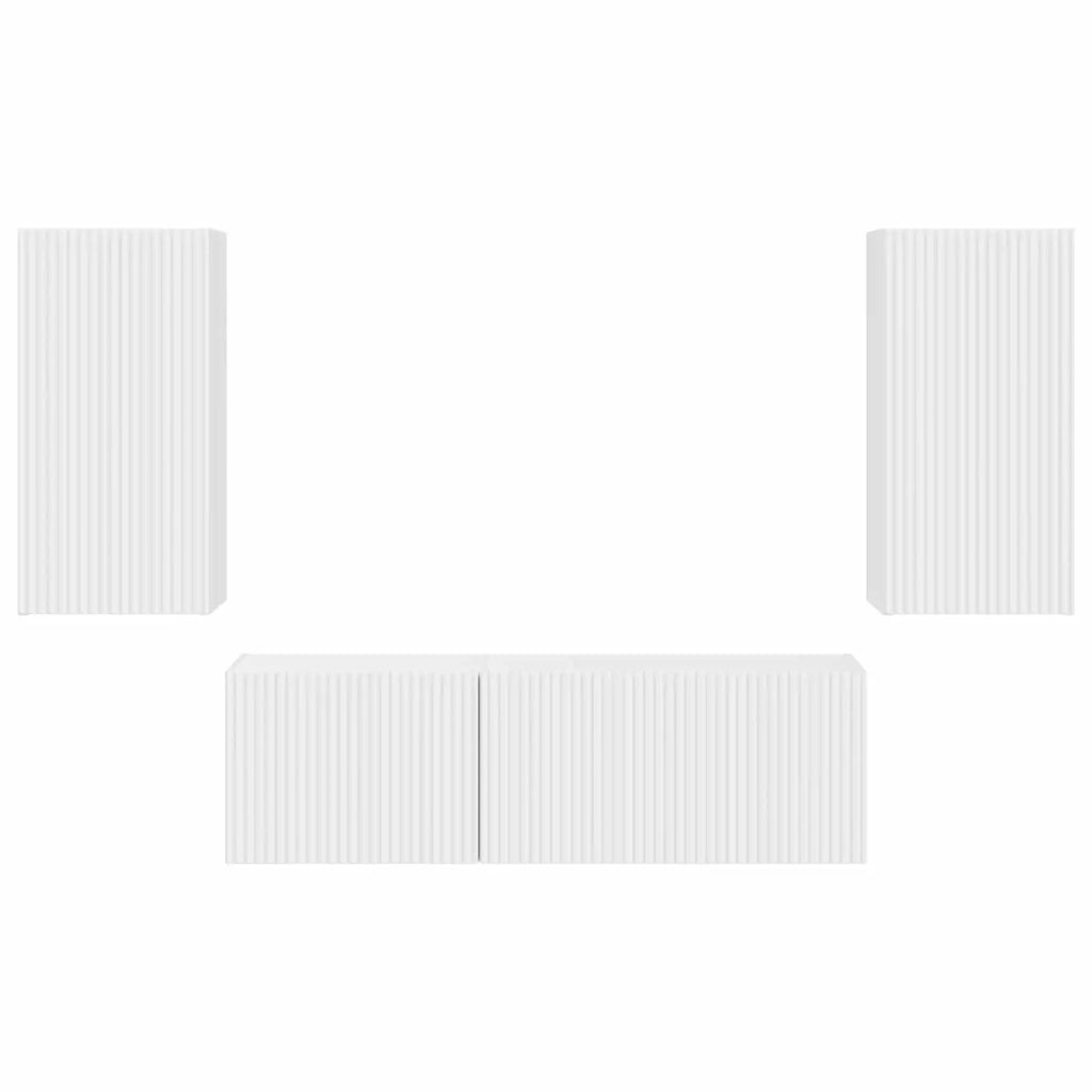 Set di Mobiletto da TV a Parete 4 pcs Bianco Legno multistrato