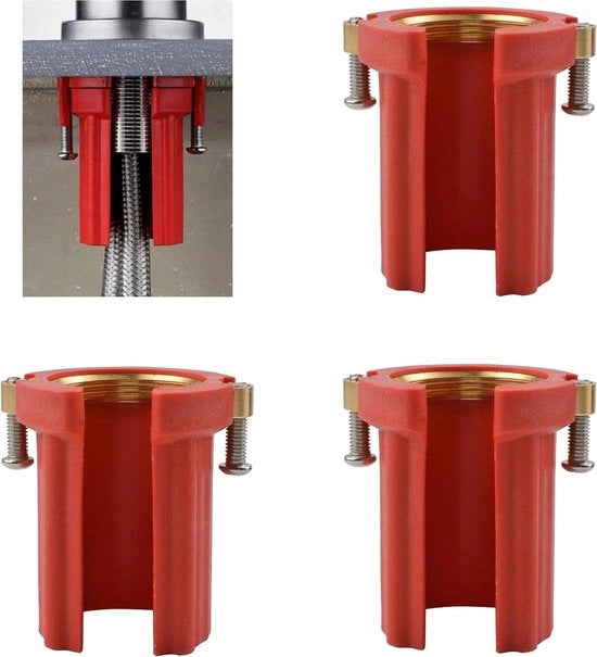 Set di fissaggio - 3 pezzi - Materiale ABS - Rubinetto da cucina - Antifurto - Viti di fissaggio - Rosso