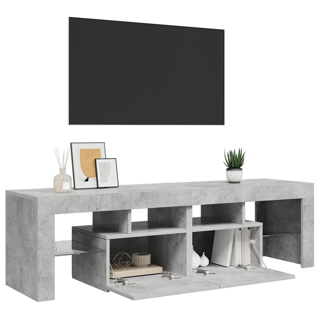 Mobile Porta TV con Luci LED-Credenza TV Grigio Cemento 140x36,5x40 cm