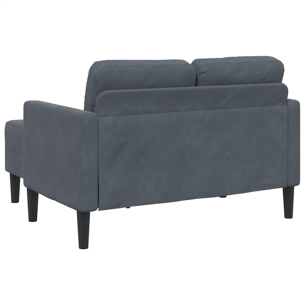 Divano 2 Posti con Chaise a L Grigio scuro 125 cm in Velluto 4107070