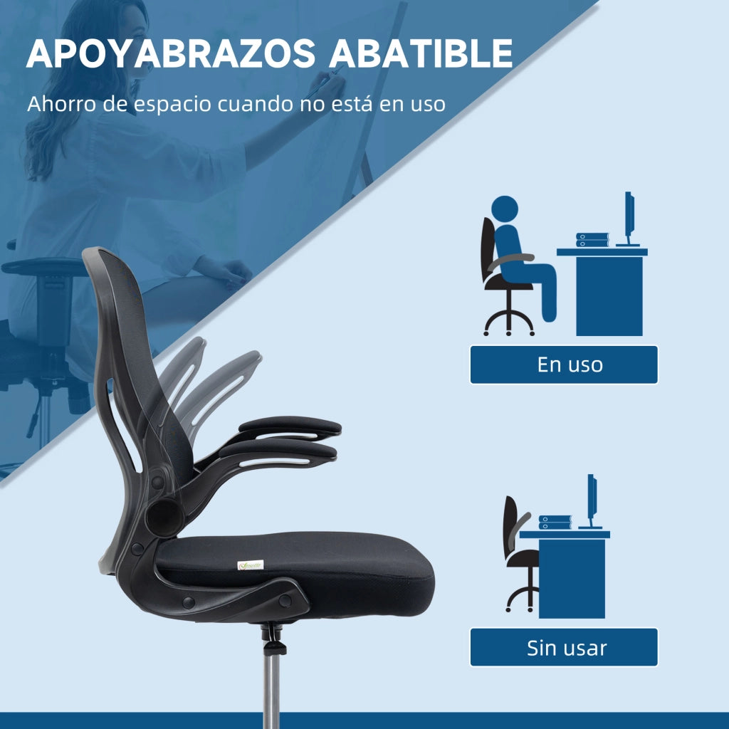 Sedia da Ufficio Girevole con Schienale Regolabile e Braccioli ¨C Zephmum ¨C Nero 59x65x102-122 cm