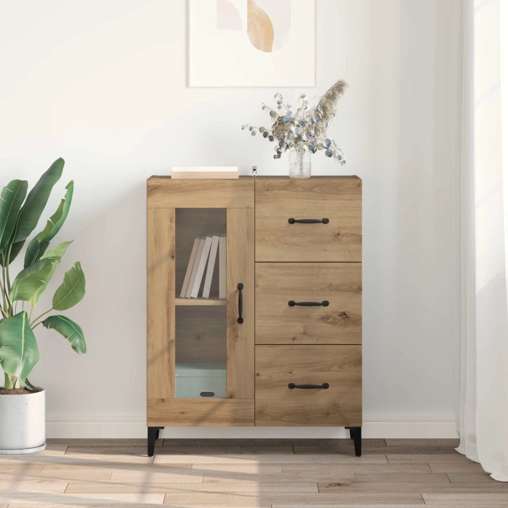 Credenza | Madia | Buffet da pranzo | Armadio da pranzo con cassetto Rovere artigianale 69,5 x 34 x 90 cm