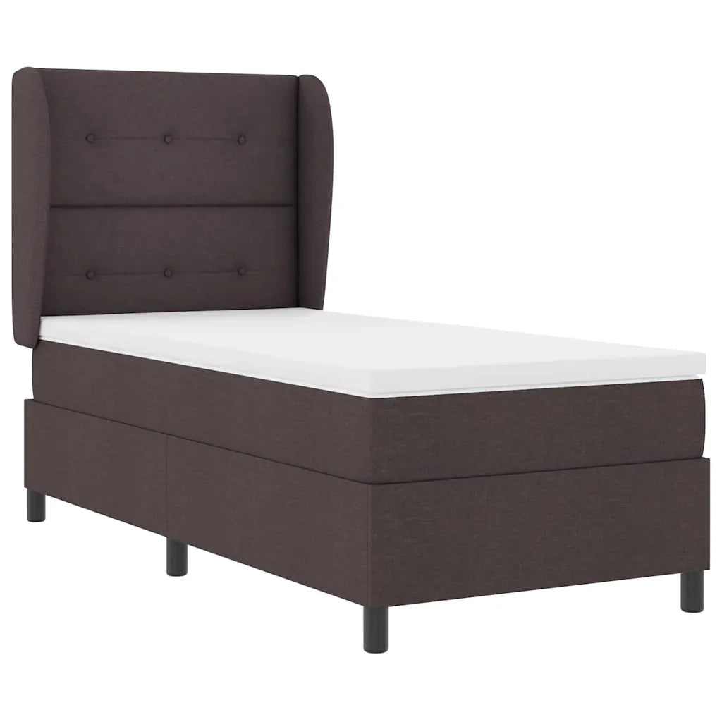 Letto a molle con testiera Marrone scuro 100 x 200 cm Tessuto 3340553