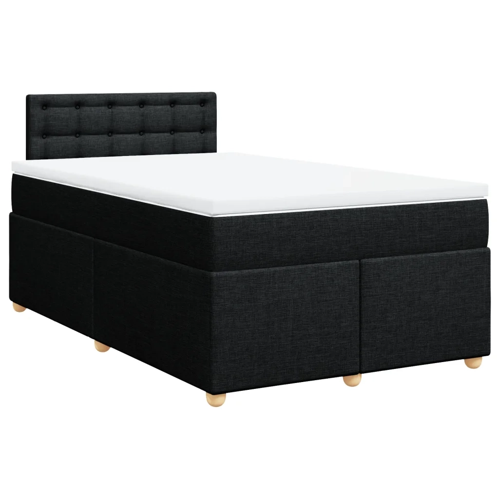 Giroletto a Molle con Materasso Nero 120x190 cm in Tessuto