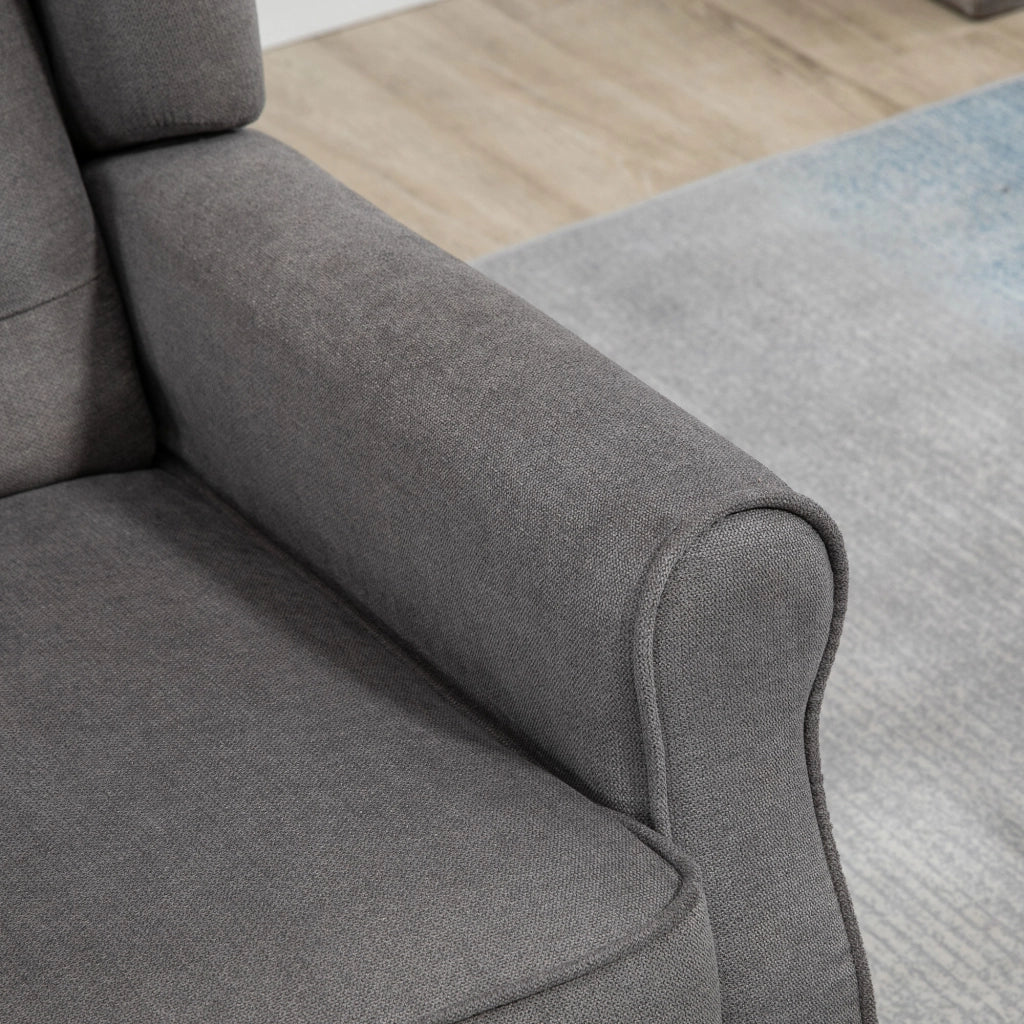 Poltrona da Salotto in Stile Francese 74x86x102 cm con Cuscini Sfoderabili Gambe in Legno Grigio